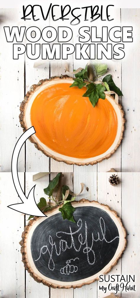 Diy Pumpkin Decor, Modern Wreaths, Easy Diy Fall Crafts, Pumpkin Idea, Pumpkin Vase, Wood Slice Crafts, Orange Decor, Fall Deco, Work Diy