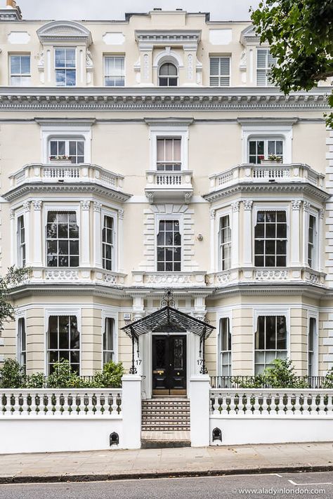 A beautiful house in London’s Holland Park. Click through for more pictures on the A Lady in London blog.   #london #hollandpark #house London Neighborhoods, London Houses, London Living, London Townhouse, London Architecture, Holland Park, London Flat, London House, London Park