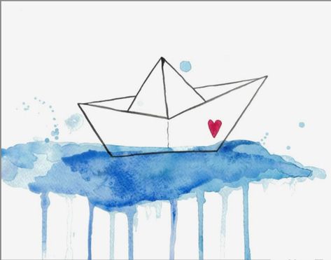 Paper Boat Illustration, Paper Boat Drawing, Sailboat Drawing, Boat Tattoo, Boat Illustration, Boat Drawing, Origami Boat, Artsy Background, Paper Boat