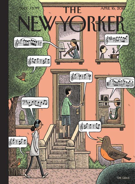 The New Yorker – April 16, 2018 - Magazines PDF download free Nyc Room, The New Yorker Magazine, Birds Chirping, New Yorker Magazine, New Yorker Covers, Age 10, Spring Art, April 16, Linen Style