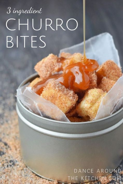 Dessert With Caramel, Churro Bites, Chocolate Dipping Sauce, Fun Dessert, Quick Easy Desserts, Köstliche Desserts, After School Snacks, Quick Desserts, School Snacks