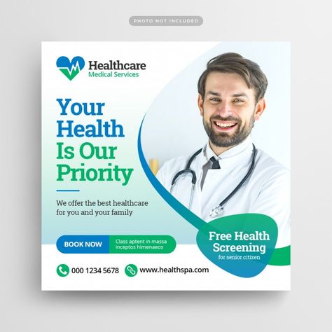 Medical healthcare template for instagra... | Premium Psd #Freepik #psd #template #medical #instagram #doctor Medical Instagram, Healthcare Ads, Comunity Manager, Medical Posters, Graphic Design Brochure, Health Screening, Medical Design, Social Media Poster, Health Books