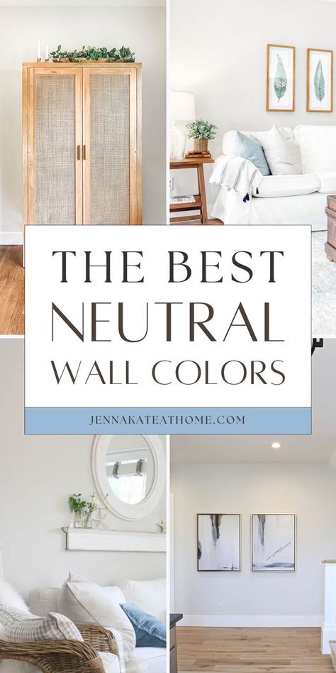 Explore the best neutral wall colors to find the best light shades for your living room, whole house, and bedroom. Choose from top Sherwin Williams and Benjamin Moore neutral paint selections. These soft wall colors and light wall colors are perfect as an entire house paint color for a cohesive and calming look. Most Popular Neutral Paint Colors, Light Wall Colors, Light Neutral Paint Colors, Neutral Living Room Paint, Popular Neutral Paint Colors, Calming Paint Colors, Best Wall Paint, Warm Grey Paint Colors, Neutral Wall Colors