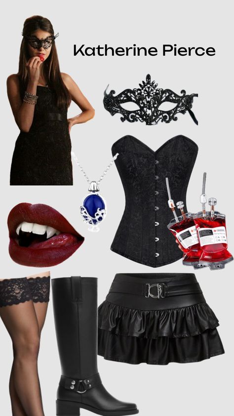 Katherine Pierce, Vampire Diaries. #halloween #costume #costumeideas #vampire #vampirediaries #elenagilbert Damon And Katherine Halloween Costume, Vampire Diaries Outfits Ideas, Vampire Diaries Halloween Costume, Vampire Diaries Halloween, Katherine Pierce Vampire, Katherine Pierce Halloween Costume, Katherine Pierce Halloween, Elena Costume, The Vampire Diaries Katherine