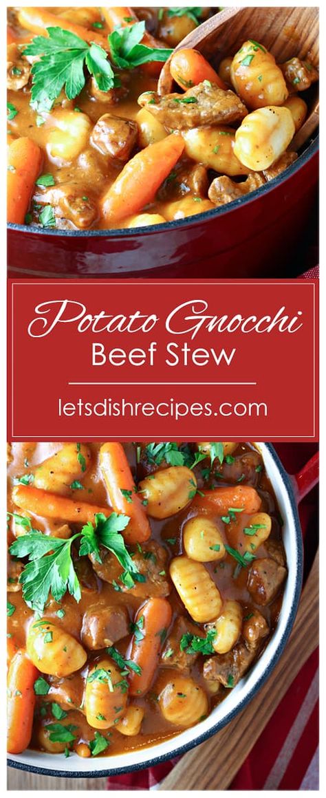 Gnocchi Beef Stew, Gnocchi Recipes Easy, Gnocchi Dishes, Recipe Potato, Carrots Potatoes, Hearty Beef Stew, Beef Stew Crockpot, Potato Gnocchi, Crockpot Recipes Beef