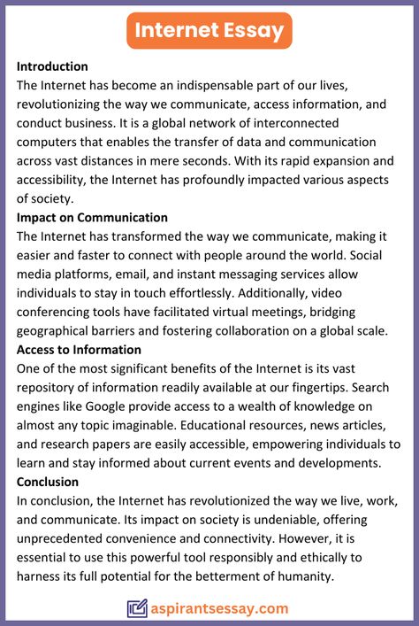 Essay on Internet in English (150, 200, 250, 500 Words) | More samples are on the blog for students to get different essay writing idea. Click on the link & explore. Eng Grammar, Common App Essay, Essay Samples, English Listening, Esl Reading, Informative Essay, Writing Support, Essay Tips, Essay Prompts