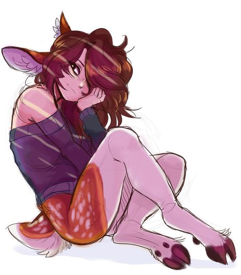 Goat Lady Character, Faun Oc Art, Sheep Satyr Character Design, Faun Drawing Reference, Deer Anthro Female, Goat Character Art, Deer Hybrid Oc, Femboy Drawing Oc Base Cute, Half Goat Half Human Oc