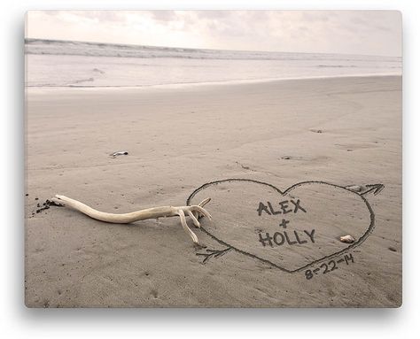 Signs of Love Personalized Wrapped Canvas Great wedding gift #affiliate Name In The Sand, Personalized Family Wall Art, Personalized Signs Family, Name Canvas, Beach Wall Decor, Personalized Door Mats, Hanging Canvas, Custom Charms, Personalised Canvas