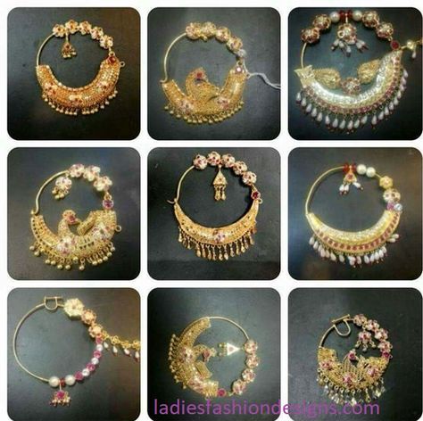 Beautiful Bridal Stylish Nose Ring with Long Chain Style Garhwali Nath Designs Gold, Kumaoni Culture, Garhwali Jewellery, Pahadi Jewellery, Garhwali Nath, Phoenix Princess, Diy Nose Rings, Bull Nose Ring, Makeup Nose