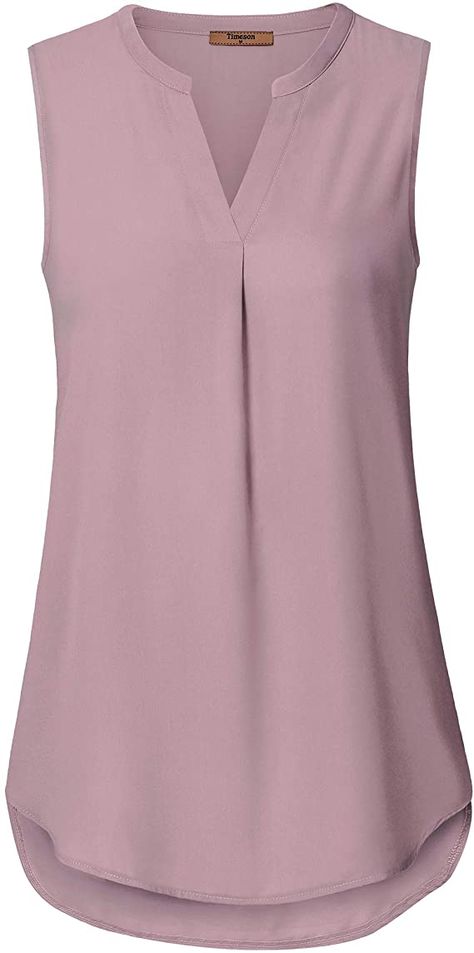 Timeson Women's Chiffon V Neck Sleeveless Blouse Tops Office Work Shirts at Amazon Women’s Clothing store Heels For Office, Chiffon Tunic Top, Sleeveless Chiffon Blouse, Chiffon Tank Tops, Chiffon Tunic, Tunic Tops Casual, Fashion Tops Blouse, Cuffed Sleeve, Shirts Summer