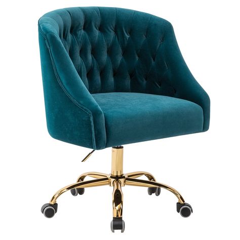 14Karat Home Lydia 15.00 in Manager's Chair with Swivel, 250 lb. Capacity, Navy - Walmart.com - Walmart.com Teal Desk Chair, Tufted Desk Chair, Teal Desk, Desk Chair No Wheels, Tufted Office Chair, Teal Fabric, Affordable Decor, Modern Armchair, Beautiful Chair