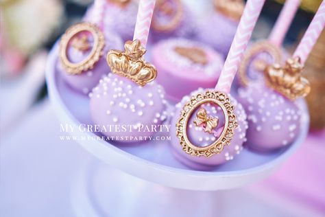 Rapunzel First Birthday Party, Rapunzel Cake Pops, 7th Birthday Party For Girls Themes, 7th Birthday Party For Girls, Party Decorations Purple, Royal Fiveness, Birthday Cake Pop, Purple Birthday Cake, Rapunzel Birthday Cake