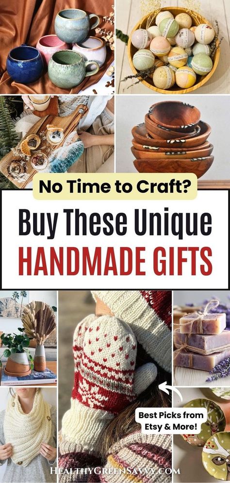 Looking for unique and thoughtful gifts without the hassle of DIY? This curated list of 25 handmade gifts is perfect for holidays, birthdays, and special occasions. From personalized keychains to eco-friendly home decor, find hand-crafted treasures that make gifting easy and meaningful. These ready-to-buy handmade gifts are perfect for friends, family, and everyone on your list. Explore the blog post for all the best handmade gift ideas! Nature Inspired Accessories, Easy Homemade Gifts, Handmade Gifts For Friends, Unique Handmade Gifts, Handmade Gift Ideas, Eco Friendly Home, Upcycle Decor, Handmade Bath Products, Sustainable Gifts