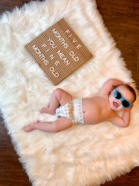 Monthly Milestone Pictures Letter Board, 5 Months Picture Ideas, 5 Month Baby Photoshoot Boy, 5months Photoshoot Ideas, 5 Month Milestone Pictures, May Milestone Picture Ideas, Two Months Photoshoot, 5 Month Birthday Photoshoot, Due Date Photo Ideas Preemie