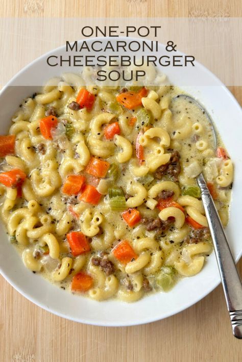 Cheeseburger Macaroni Soup, Cheeseburger Macaroni, 5 Dinners, Macaroni Soup, Favorite Pasta Recipes, Hamburger Soup, Cheeseburger Soup, Best Pasta Recipes, Crock Pot Soup