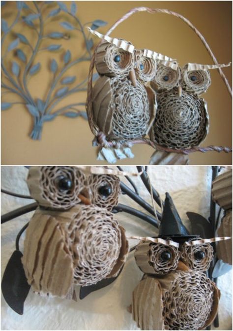 Recycler Diy, Crafts From Recycled Materials, Owl Crafts, Owl Ornament, Cardboard Art, Diy Recycle, Crafts Christmas, Recycled Art, Cardboard Crafts