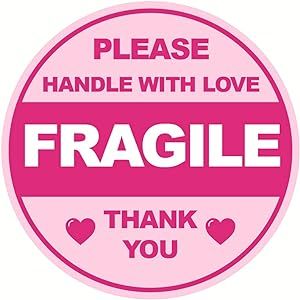 Handle With Care Sticker, Fragile Sticker, Fragile Handle With Care, Thank You Labels, Handle With Care, Office Products, Round Stickers, Cute Pink, Thank You