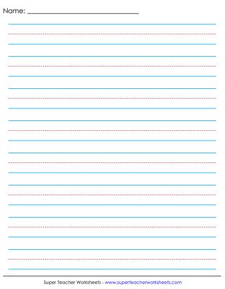 Primary-Ruled Paper (Paper with Dotted Lines) Kindergarten Lined Paper, Handwriting Paper Printable, Lined Handwriting Paper, Lined Paper For Kids, Primary Writing Paper, Paper With Lines, Kindergarten Writing Paper, Writing Paper Template, Writing Practice Sheets