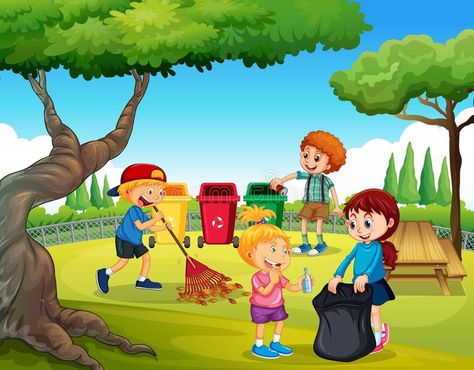 Illustration about A Group of Children Cleaning Garden illustration. Illustration of clipart, leave, gardening - 119259586 Cleaning Drawing, School Clean, Drawing Themes, Action Pictures, Penanda Buku, Animal Art Projects, Picture Composition, School Illustration, School Images