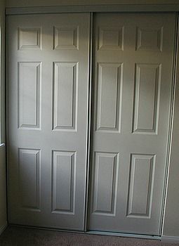 Make the most of your closet -- Replace Sliding Closet Doors with Standard Doors! Replace Sliding Closet Doors, Replacing Closet Doors, Closet Doors Sliding, Diy Closet Doors, Bedroom Closet Doors, Closet Door Makeover, Garage Door Types, Ikea Closet, Doors Ideas