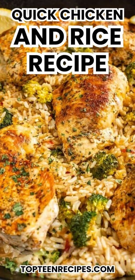 Quick Chicken and Rice Recipe - Best Family Dinner Quick Chicken And Rice, Chicken And Rice Dinner, Stove Top Chicken, Rice Pilaf Recipe, Chicken And Rice Recipe, Creamy Chicken And Rice, Easy Chicken And Rice, Stove Top Recipes, Flax Seed Recipes