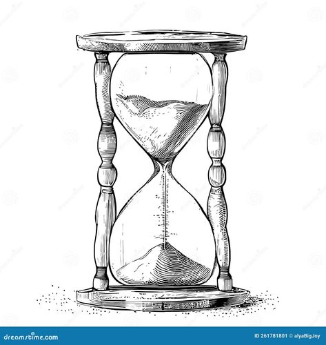 Illustration about Hourglass hand drawn sketch engraving style Vector illustration. Illustration of dial, countdown, style - 261781801 Broken Hourglass Sketch, Hour Glass Sketch, Sand Timer Drawing, Sand Clock Drawing, Hourglass Sketch, Hourglass Illustration, Mori Tattoo, Hourglass Drawing, Memento Mori Tattoo