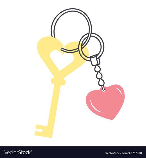 Keychain Illustration, Keychain Drawing, Love Vector, Keychain Designs, Love Keychain, Golden Key, Valentines Day Greetings, Love You Dad, Keychain Design