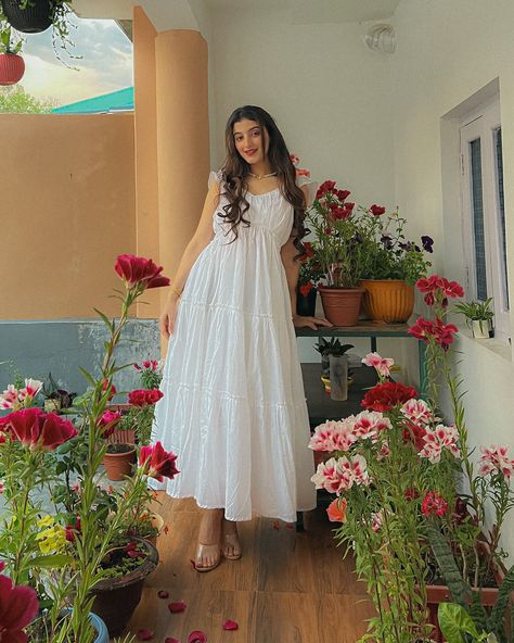 Find this gorgeous princess looking dress from our latest SADABAHAAR collection its a must have outfit in your wardrobe 🛍️ @shiphalirana she looks absolute fairy in our PRINCESS COTTON DRESS! SHOP NOW🛍️ [Sundress, cotton dress for summer, maxi dress, vacation outfit ideas, holiday outfit inspo] #sajilo_official #dress #fashion #style #ootd #dresses #outfit #onlineshopping #instagood #instafashion #beauty #fashionblogger #dresses #partyweardresses #designerdresses #sale #newcollection #su... Photo Pose In Maxi Dress, Maxi Dress Ideas Indian, Long Maxi Dress Poses, Photoshoot In Long Dress, Poses For Maxi Dress, Long Sundress Outfit Summer, Cute Summer Outfits Vacation, Beach Long Dress Summer Outfits, Poses In Long Dresses