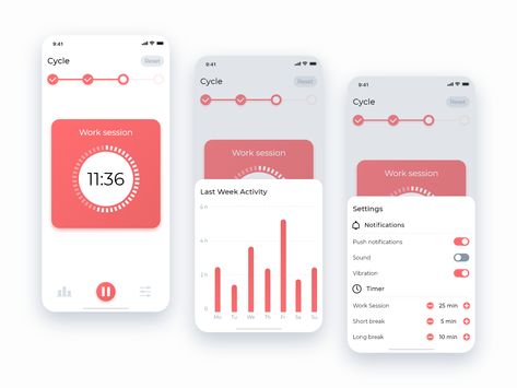 Pomodoro App Design, Pomodoro App, Pomodoro Timer App, Pomodoro Clock, Habit App, Habit Tracker App, Pomodoro Timer, Timer App, Yoga App