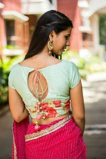 35 Traditional blouse back neck designs for silk sarees | Bling Sparkle Simple Maggam Work Blouse, ब्लाउज बैक ��नेक डिजाइन, Simple Maggam Work, Designer Blouses Online, Blouse Back Neck, House Of Blouse, Maggam Work Blouse, Pista Green, Blouse Back Neck Designs