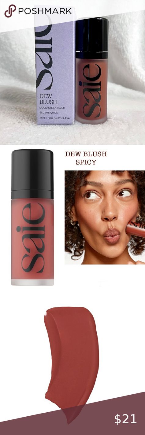 Saie Dew Blush Spicy Saie Dew Blush Spicy, Saie Blush Spicy, Saie Dew Blush, Blush Liquid, Bachelorette Bag, Cheek Blush, Gemini Rising, Makeup Wishlist, Makeup List