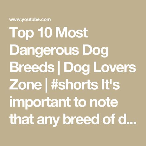 Top 10 Most Dangerous Dog Breeds | Dog Lovers Zone | #shorts It's important to note that any breed of dog has the potential to be dangerous, as it depends on various factors such as upbringing, training, socialization, and individual personality. It is not accurate or responsible to label a whole breed as "dangerous". However, some breeds have been involved in more severe bite incidents and attacks on humans and are often subject to breed-specific legislation in some countries, such as pit ... Dangerous Dogs, Be Dangerous, Shrimp Recipes, Dog Breeds, Dog Lovers, Top 10, Dogs, Prawn Recipes