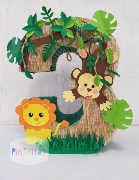 Safari Pinata, Animal Theme Birthday, Wild Birthday Party, 1st Birthday Girl Decorations, Lion Birthday, Jungle Theme Birthday, Jungle Birthday Party, Safari Theme Birthday, Safari Theme Party