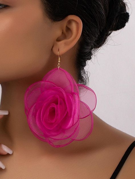 Simple Wedding Earrings, Rose Bonbon, Jewelry Accessories Ideas, Earrings Diy, Pink Collar, Watches Women Fashion, Fashion Jewelry Earrings, Fabric Jewelry, Simple Earrings