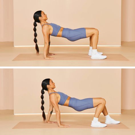 Crab Walk Exercise: How to Do It, According to an Expert | POPSUGAR Fitness Crab Walk Exercise, Best Back Exercises, Walk Exercise, Cardio Challenge, Single Leg Bridge, Good Back Workouts, Workout No Equipment, Reverse Lunges, Popsugar Fitness