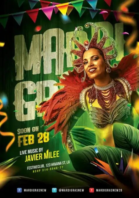 Check out the Mardi Gras Carnival Party Flyer Template! - Club & Party, Flyer Templates, Holiday & Event Flyer, Mardi Gras Flyer, Party Flyer - #ClubParty, #FlyerTemplates, #HolidayEventFlyer, #MardiGrasFlyer, #PartyFlyer - Studio Ghibli Crafts, Club Party Flyer, Techno Party, Party Flyer Template, Music Flyer, Mardi Gras Carnival, Christmas Flyer, Flyer Design Inspiration, Free Flyer Templates