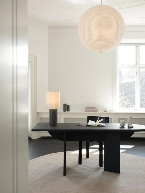 Black Desk Office, Minimalist Home Office, Minimalist Sofa, British Furniture, Louise Roe, Modern Dining Room Tables, Minimalist Office, Sustainable Furniture, Black Desk