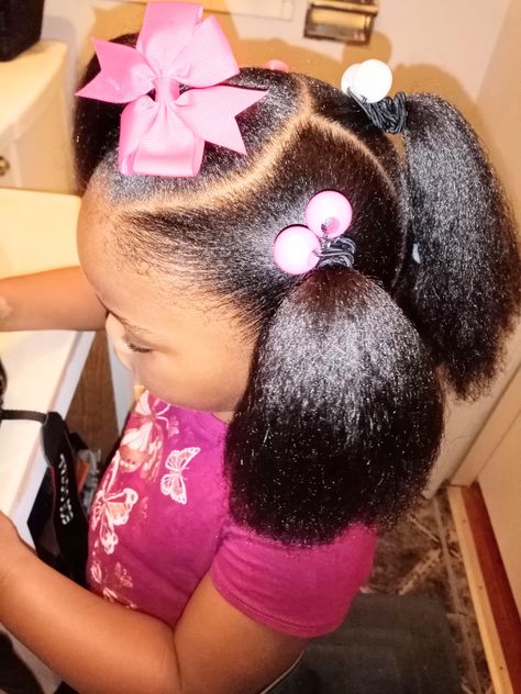 Black Girls Ponytails, Kids Silk Press, Black Baby Girl Hairstyles, Cute Toddler Hairstyles, Kids' Braids, Diy Hair Care, Silk Press, Easter Hair