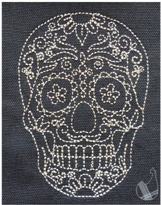 Skull redwork - Cross Stitch Skull, Dia De Los Muertos Decorations Ideas, Otomi Embroidery, French Knot Embroidery, Crochet Skull, Cross Stitch Samplers, French Knot, Craft Studio, Free Embroidery Designs