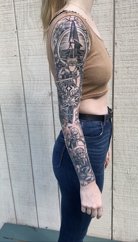 God Of Mischief Tattoo, Star Wars Tattoo Sleeve Women, Andor Star Wars Tattoo, Star Wars Full Sleeve Tattoo, Star Wars Clone Wars Tattoo Sleeve, Female Star Wars Tattoo, Star Wars Empire Tattoo, Star Wars Resistance Tattoo, Star Wars Shoulder Tattoo