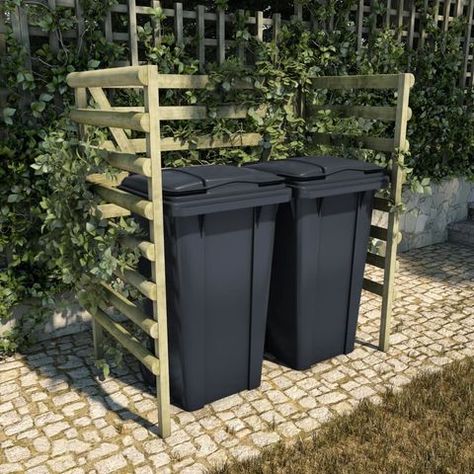 Triple Bin Store, Bin Store Garden, Bin Cover, Bin Shed, Recycling Storage, Garden Organization, Front Gardens, Bin Store, Rubbish Bin