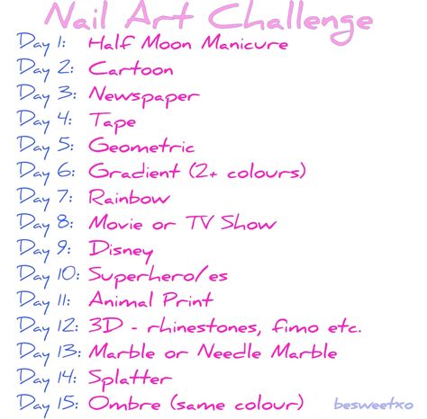 15 day Nail Art Challenge Nails Challenge, Half Moon Manicure, Nail Art Challenge, What To Paint, Moon Manicure, Nail Art Designs Diy, Disney Day, Instagram Link, I Love Nails