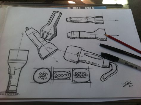 Torch design Torch Sketch, Torch Drawing, Torch Design, Perspective Sketch, 6th Form, Drawing Heads, Object Drawing, Industrial Design Sketch, Torch Light