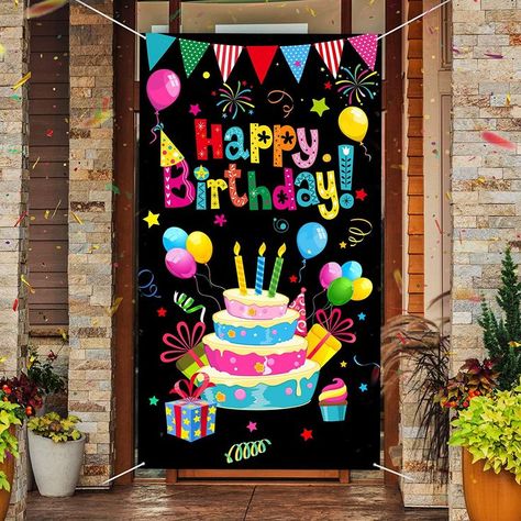 Birthday Door Porch Sign Happy Birthday Photography Background Birthday Party Supplies for Home Outdoor Birthday Decoration #CommissionEarned Outdoor Birthday Decorations, Birthday Wall Decoration, Happy Birthday Words, Birthday Door, Happy Birthday Decor, Background Birthday, Birthday Yard Signs, Outdoor Birthday, Door Porch