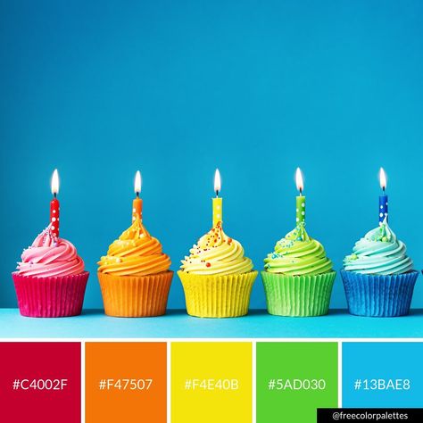 Celebration Color Palette, Birthday Party Color Palette, Birthday Color Palette, Party Color Palette, Rainbow Color Palette, Holi Poster, Cupcakes Birthday, Color Palette Inspiration, Colour Pallets