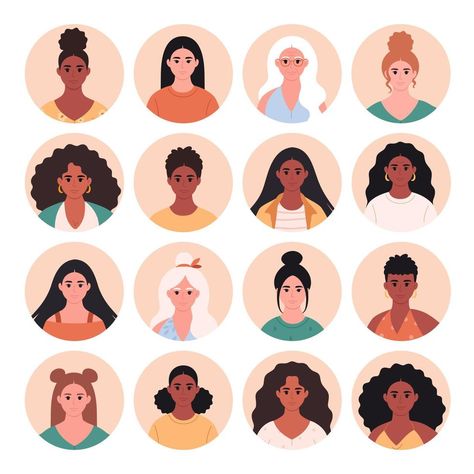 Diverse Women Illustration, Different Ethnicities, Diverse Women, Society Social, Modern Society, Woman Illustration, Art References, Set Women, Vector Art