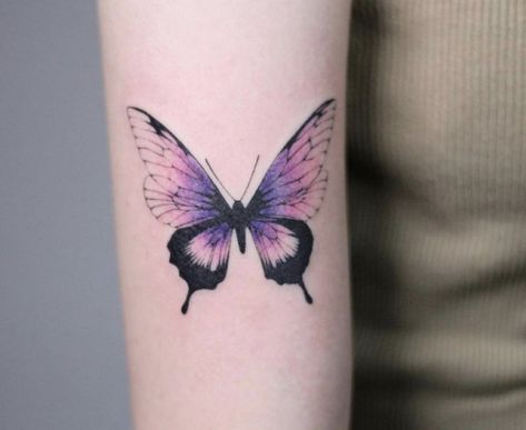 Mariposas Tattoo, Purple Butterfly Tattoo, Watercolour Tattoo, Body Tattoo Design, Tattoo Mini, Tattoo Butterfly, Butterfly Tattoos For Women, Fairy Tattoo, Butterfly Tattoo Designs