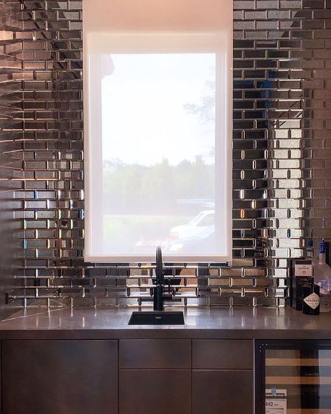 @michellegersoninteriors . Mirror Subway Tile, Michelle Gerson Interiors, Mirrored Subway Tile, Subway Tile Bathroom, Cold Spring Harbor, Kitchen Revamp, Subway Tiles Bathroom, Mud Rooms, Cold Spring