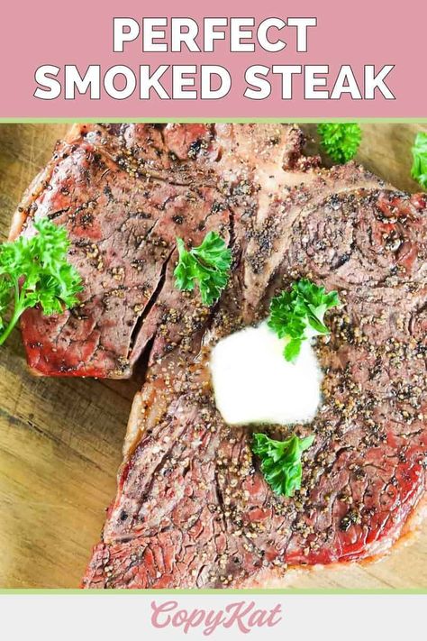 Tbone Steak Recipe Smoked, Steak On The Smoker, Smoked Steak Electric Smoker, Smoked Porterhouse Steak, Smoked T Bone Steak, Smoked T Bone Steak Recipe, Smoked Steak Recipes, Tbone Steak Recipe, Porterhouse Steak Recipe