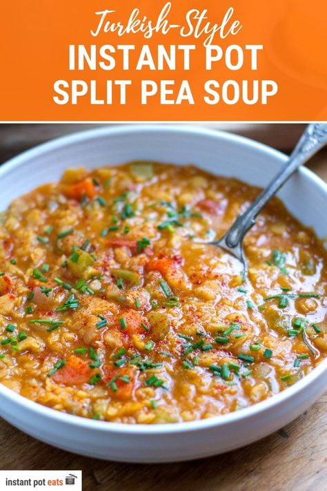 Yellow Split Pea Recipes, Yellow Pea Soup, Yellow Split Pea Recipe, Pea Soup Vegan, Green Split Pea Soup, Lentils Instant Pot, Mediterranean Lunch, Yellow Split Pea, Yellow Split Pea Soup